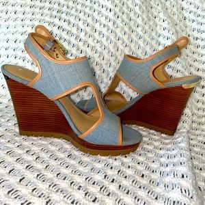AUTHENTIC! MK Denim Wedge Sandals/Heels